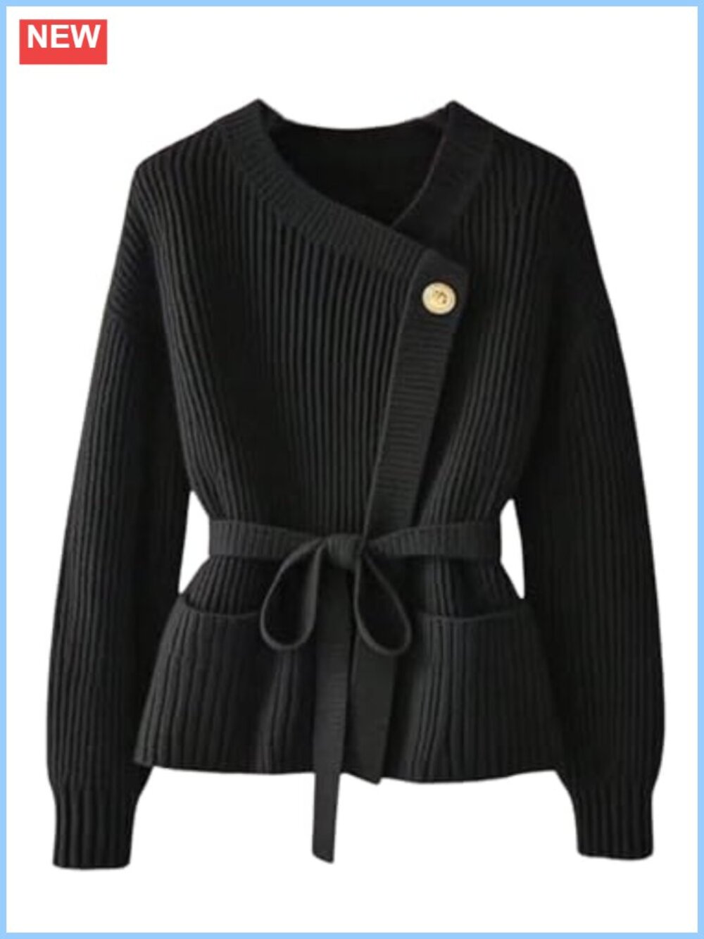 SOLY HUX Women's Long Sleeve Belted Cardigan Sweater with Pockets